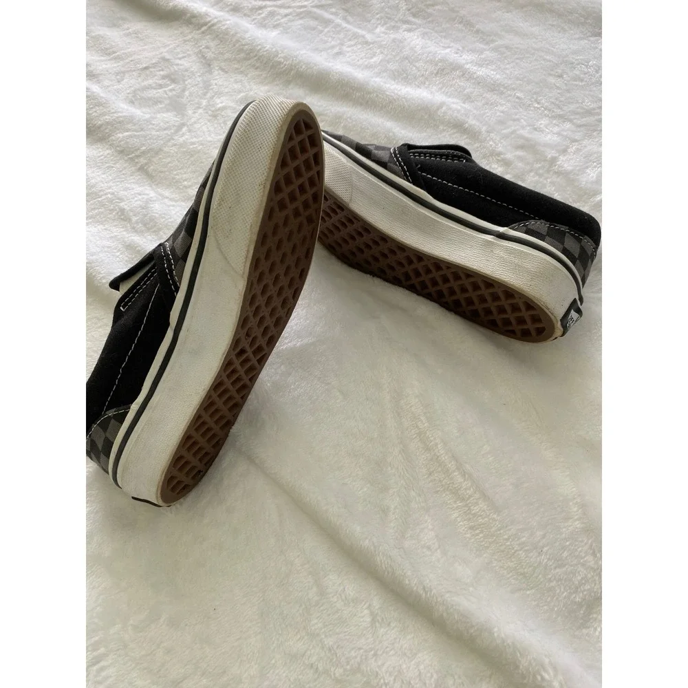 Vans Kids Slip-On Checkerboard Black Pewter Grey Sneakers Size 12.5 Kids